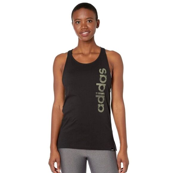 Adidas Black & Camo Logo Relaxed Fit Racerback Tank Top - Picture 1 of 10
